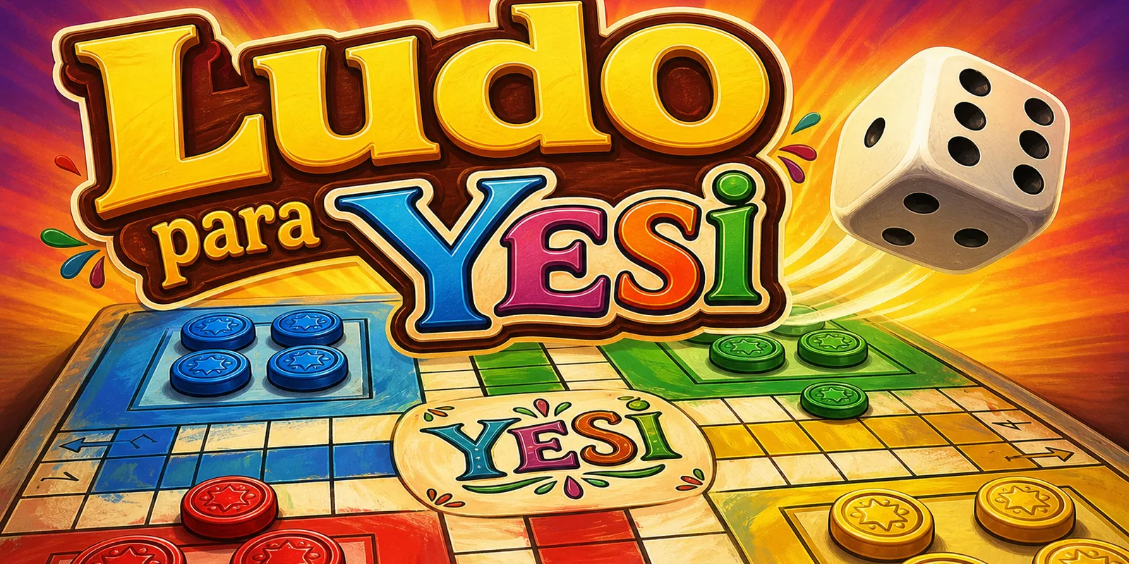 Ludo Para Yesi, made on Chatforce: a colourful four-player Ludo board with a rolling die